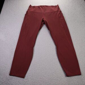 Lululemon Align High Rise Pants 25" Womens Size 12 Maroon Red Pockets Gym Active